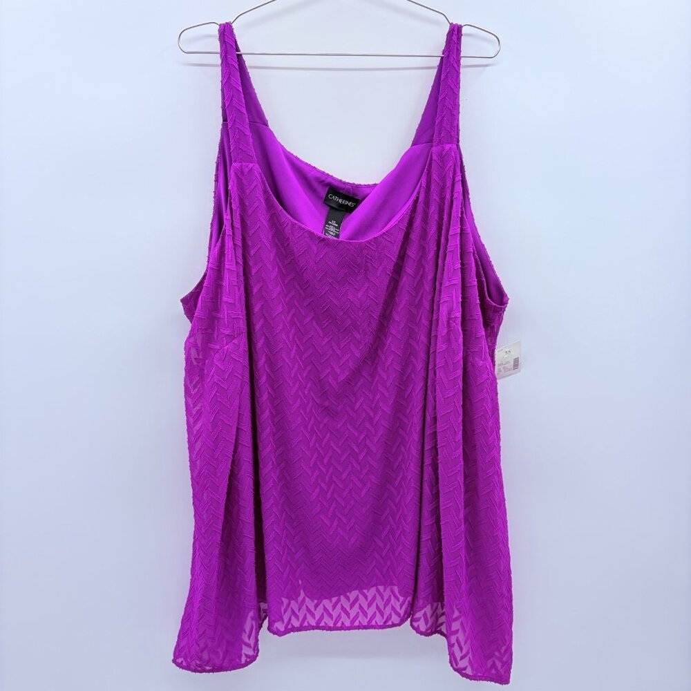 Catherines Womens Plus Size 5X 34/36W Textured Chiffon Sleeveless Tank‎ Top 1272